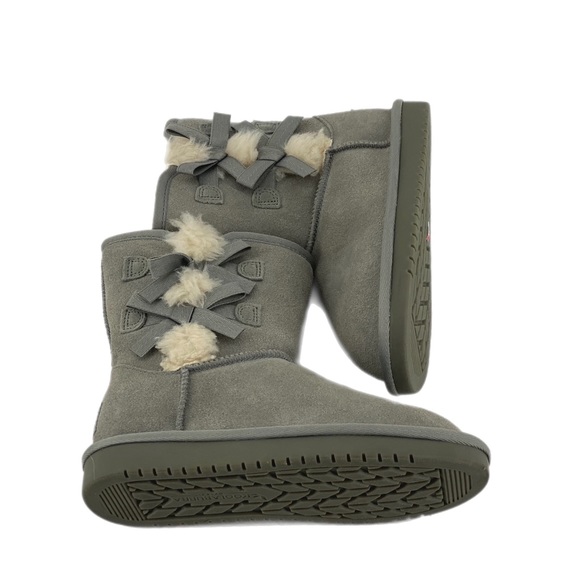 Koolaburra by Ugg Grey Bow Shearling Lined Boots - Picture 2 of 6